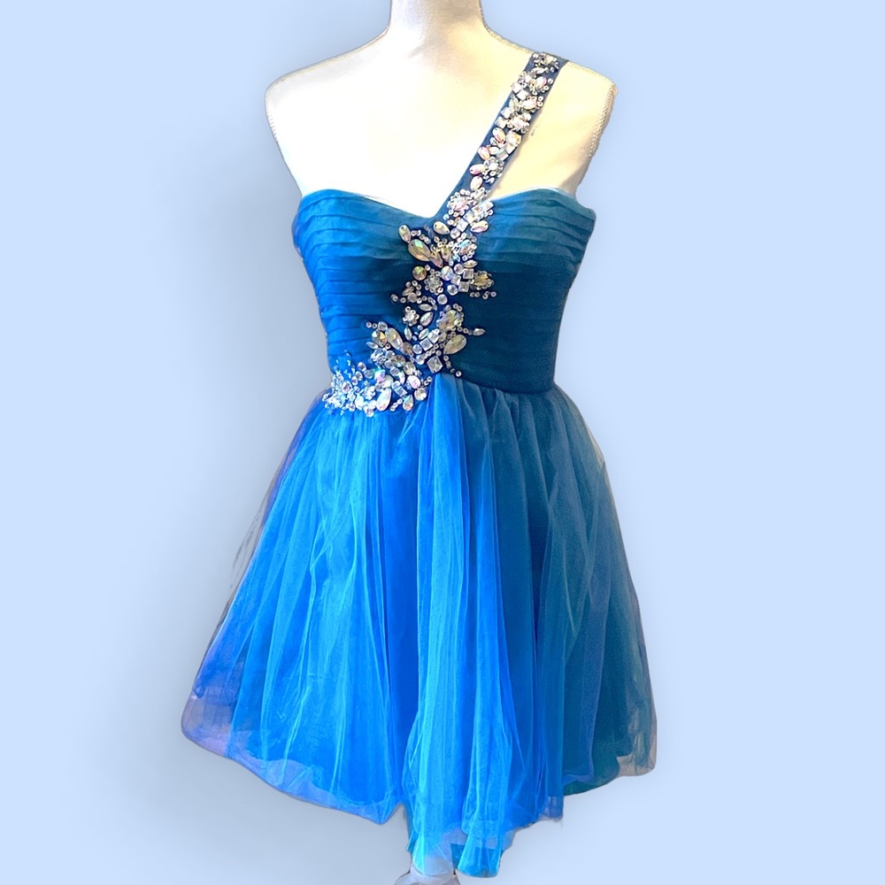 One-shoulder formal mini dress